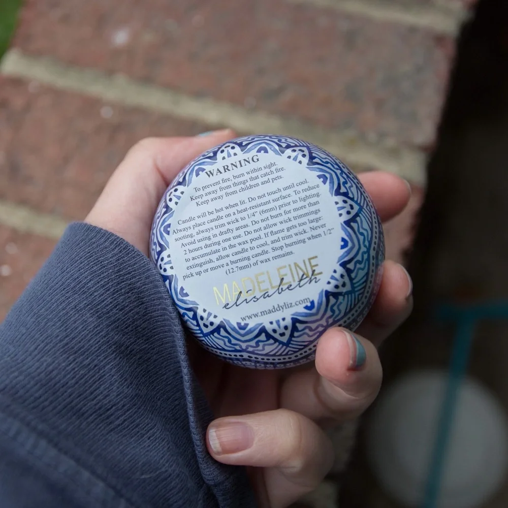 Vanilla scented candle by Madeline Elizabeth